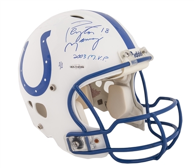 2003 Peyton Manning Game Used and Signed/Inscribed Indianapolis Colts Helmet (UDA)